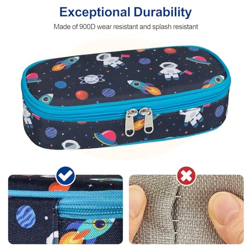Image of Bagseri Pencil Case for Boys - Large Kids Pencil Pouch for School | Kids Pencil Case Wide Open, Boys Pen Bag with Multi-Slot, Cute Water Resistent Organizer for Stationery, Black Dinosaur