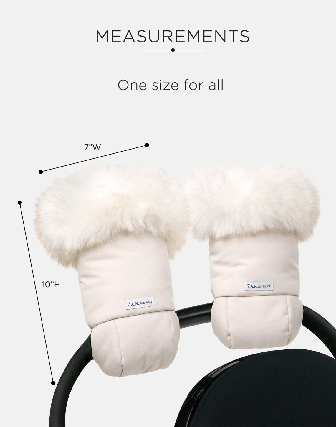 7AM Enfant - Guantes térmicos para cochecito, manoplas anticongelantes para manillar, calentadores de manos repelentes al agua para clima frío, forro de felpa (piel blanca y beige jaspeado)