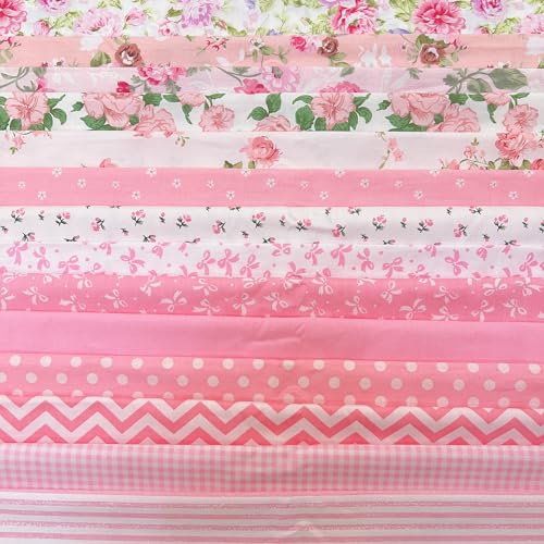 Image of Cotton Fabric DIY Making Supplies Quilting Patchwork Fabric Fat Quarter Bundles DIY for Quilting Cotton Patchwork Cushions (42pcs Peony, 10cm*10cm)