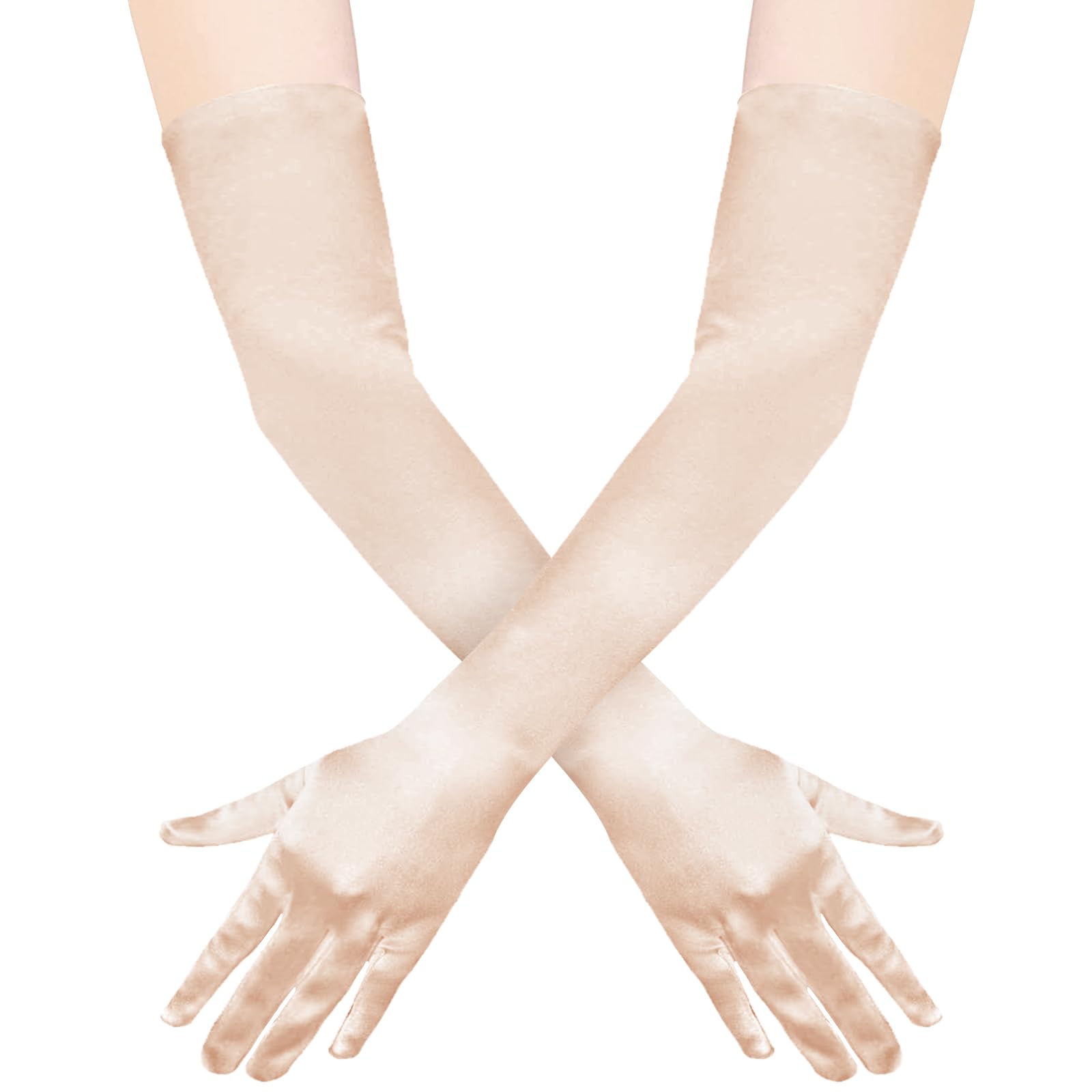 Long Gloves, Satin Gloves, Stretchy Elbow Length Gloves, Long Gloves for Women for Costume Evening Opera Bridal Party Wedding Prom