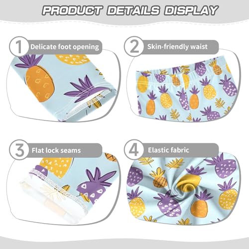 Cartoon Doodle Pineapple Girls Leggings Soft Stretch Workout Yoga Dance Pants for Kids Casual Tights3