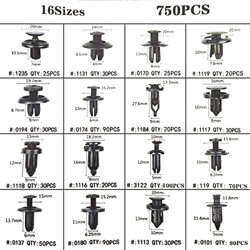 800 Pcs Car Retainer Clips Plastic Car Trim Clips Kit 16 Most Popular Sizes Car Door Bumper Fender Liner Sealing Strip Fixed Clips Fasteners Tools