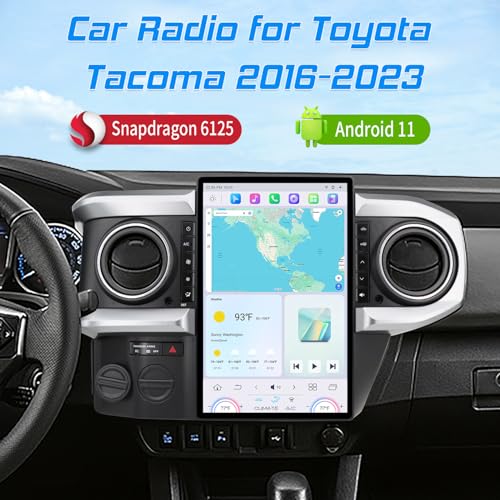 Cidava 13 Inch Car Radio for Toyota Tacoma 2016-2023, T-Style Car Stereo Android 11 Head Unit Replacement with Wireless CarPlay/Android Auto, Fast Boot, Upgraded DSP & EQ, 4G LTE, 8+128GB