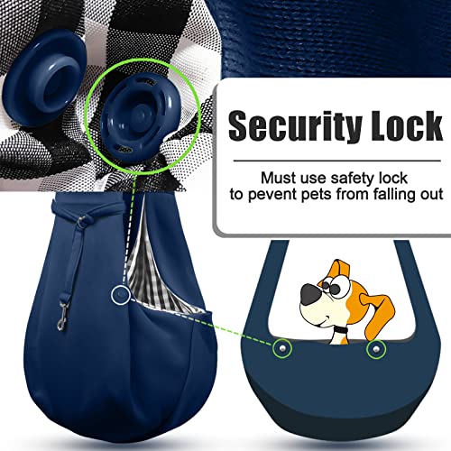 Image of Tomkas Small Dog Sling Carrier - Adjustable Strap & Zip Pocket - for 3-10 lbs Pets(Dark Blue)