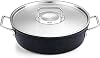 Fissler Fissler Two-Handled Pot 11.0 inches 28 cm Adamant Casserole Stainless Steel Lid Gas/IH Compatible Non-Stick Coating Made in Germany Black Officially Sold in Japan 156-124-28-000