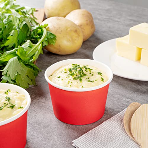 Image of Coppetta 4 Ounce Dessert Cups, 50 Disposable Ice Cream Cups - Lids Sold Separately, Heavy-Duty, Red Paper Frozen Yogurt Bowls, For Hot And Cold Foods, Perfect For Gelato Or Mousse - Restaurantware