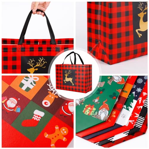 YANGTE 20 Pack Christmas Gift Bags Assorted Sizes, Reusable Tote Bags with Handle, Includes 4 Large 8 Medium 8 Small Non-Woven Christmas Bags for Xmas Party Favors - image 4