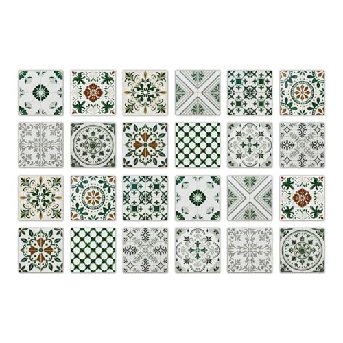 Pegatinas Azulejos Cocina 15X15 Verde Oscuro Rojo Suelo Vinilo Autoadhesivo Impermeable PVC Fácil de Usar Vinilos Baño Muebles Gabinete Decoración Vinilo Pared Cocina