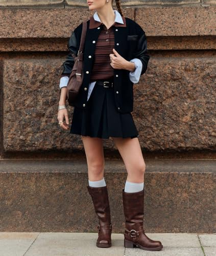 Giraropa Women Vintage Striped Polo Sweater Long Sleeve Lapel V Neck Knit Pullover Sweaters Fall Casual Tops2