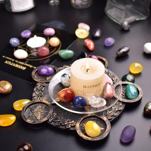Image of Polished Stone Set Fluorite Crystals, 0.8 inch Handpicked Tumbled Gemstones Quartz Rocks, Pebbles for Reiki, Chakra, Healing, Home Decor