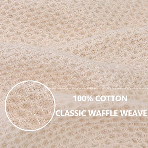 Image of Homaxy 100% Cotton Waffle Weave Kitchen Dish Towels, Ultra Soft Absorbent Quick Drying Cleaning Towel, 13 x 28 Inches, 12-Pack, Beige