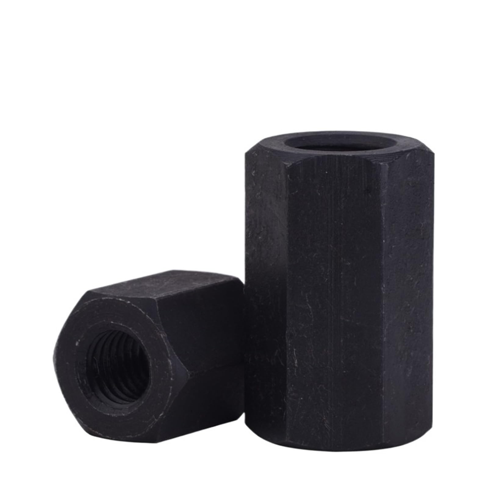 Negro 45# acero al carbono hexagonal extender largo alargado varilla conector junta manga Tubular tuerca de acoplamiento M8 M10 M12M14M16M18 ~ M48