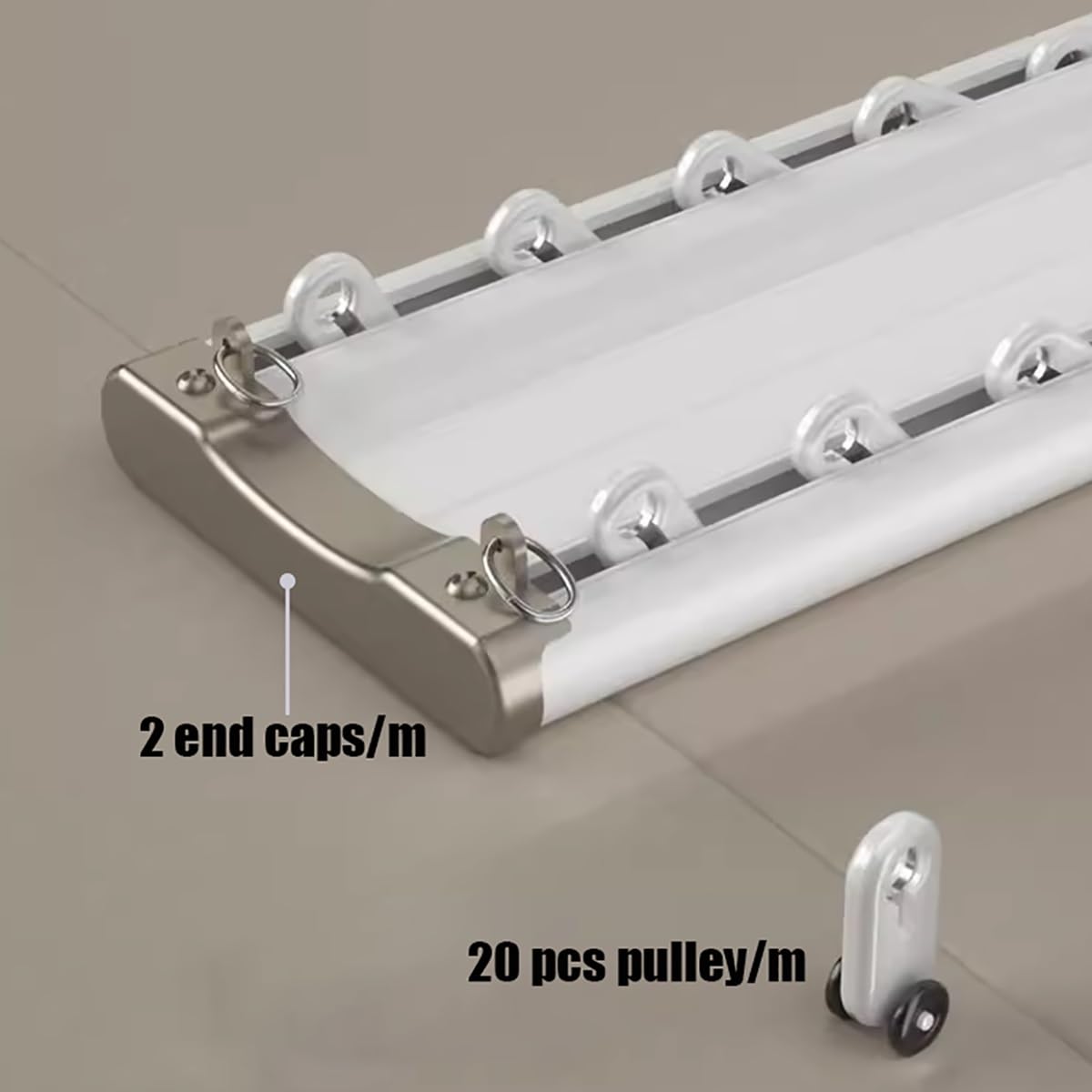 Cichy dwutorowy system szyn sufitowych, aluminiowy system szyn z rolkami, biały osprzęt do drzwi przesuwnych do stodoły, do sypialni, łazienki, szafy, kampera, przegrody pokoju
