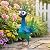 Ratuor Metal Peacock Statue Garden Decor Cartoon Peacock with Bobbling Eyes Yard Art Lawn Patio Decoration Outdoor Sculpture for Housewarming Birthday Wedding