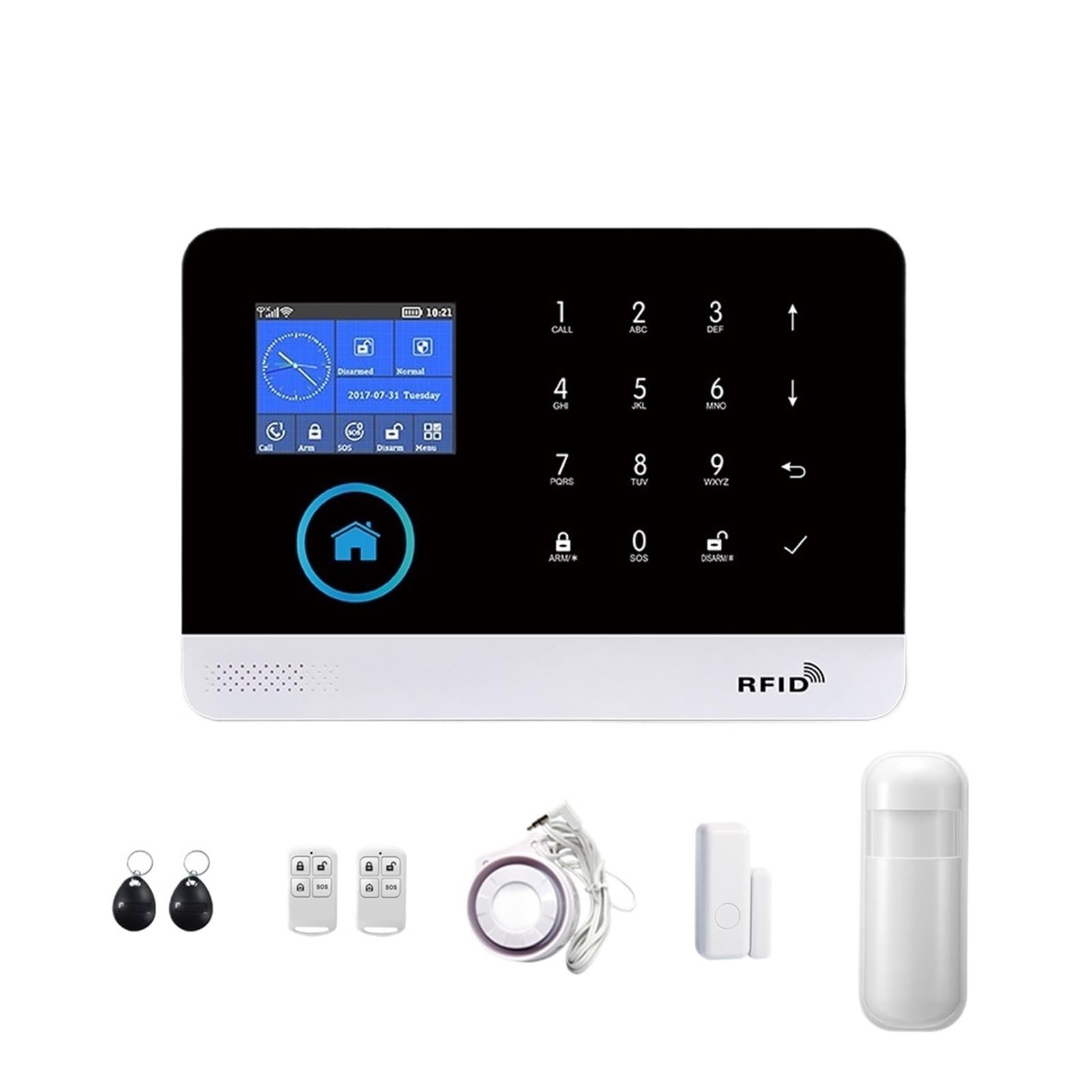 Sistemi di Sicurezza per La Casa di Allarme WiFi gsm Tuya Smart Life Controllo App for La Sicurezza Domestica con Telecamera IP Allarme di Sicurezza Scheda RFID Smart House(B.)