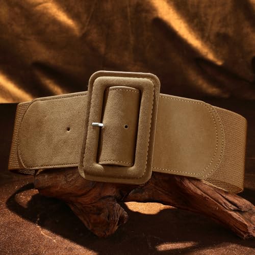 Image of VONMELLI Stretchy Wide Women Belts Elastic Vintage Belts for Women Fashion Ladies Waist Belt for Dress