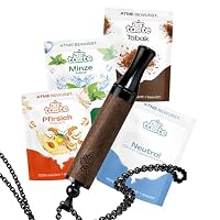 Airtaste® Rauchfrei Halskette – Rauchentwöhnung Atemkette mit Widerstand – 9 Fruchtgeschmack Filter für Minze & Kaffee, Taba – Anti-Rauch Hilfsmittel Ersatz für Zigarette – Schwarzes Holz