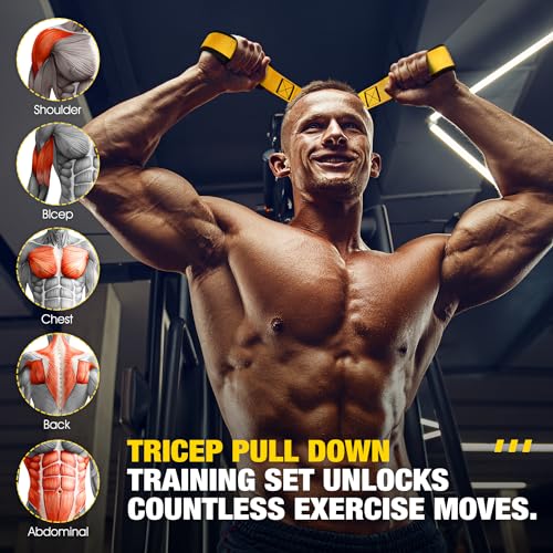 Home Gym Equipment Resistance Bands, Workout Bands with Handles, Door Anchor, Tricep Rope Cable Attachment for Push Downs, Facepulls, Biceps Curl, Sculpt Your Triceps, LAT, Arms, Back, Abs, Shoulder - Image 5
