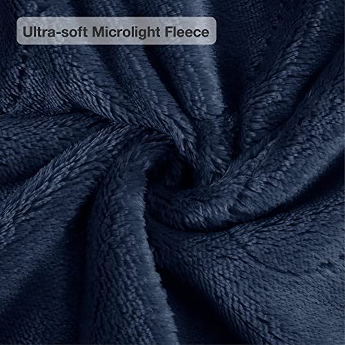 MP2 Plush Heated Throw Blanket with Foot Pocket for Adults | Electric Pedi Pockets Blankets W/ 2 Hour Auto Shut Off | 3 Heat Levels for Soreness Relief | Machine Washable - 50"X 62", Navy - Thumbnail 4