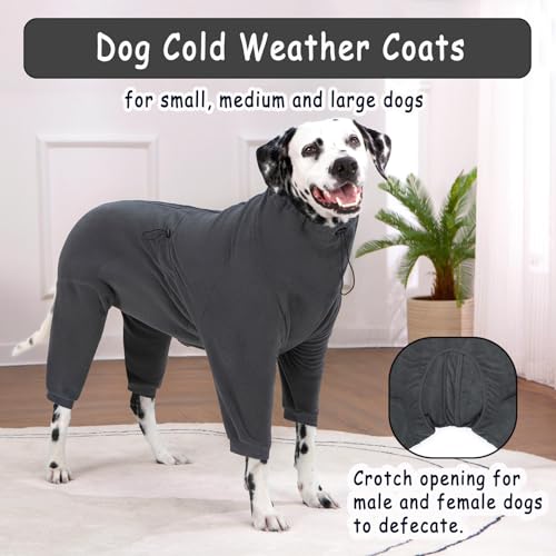 Axcimond Hundemantel mit Beinen warm Fleece Pullover Hund Winter Mantel Hund mit Reißverschluss Hundejacke für kleine mittlere große Hunde kaltes Wetter Hundekleidung Hundepullover Fleece Hundepyjama