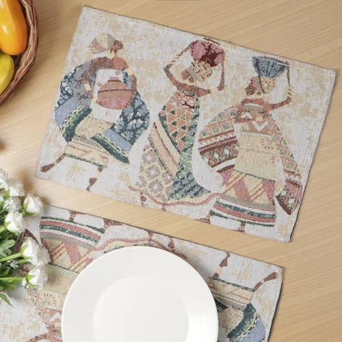 Image of HOKIPO Dining Table Placemats 4 Pieces with Runner (NEW-IN530-D3*4+IN531)