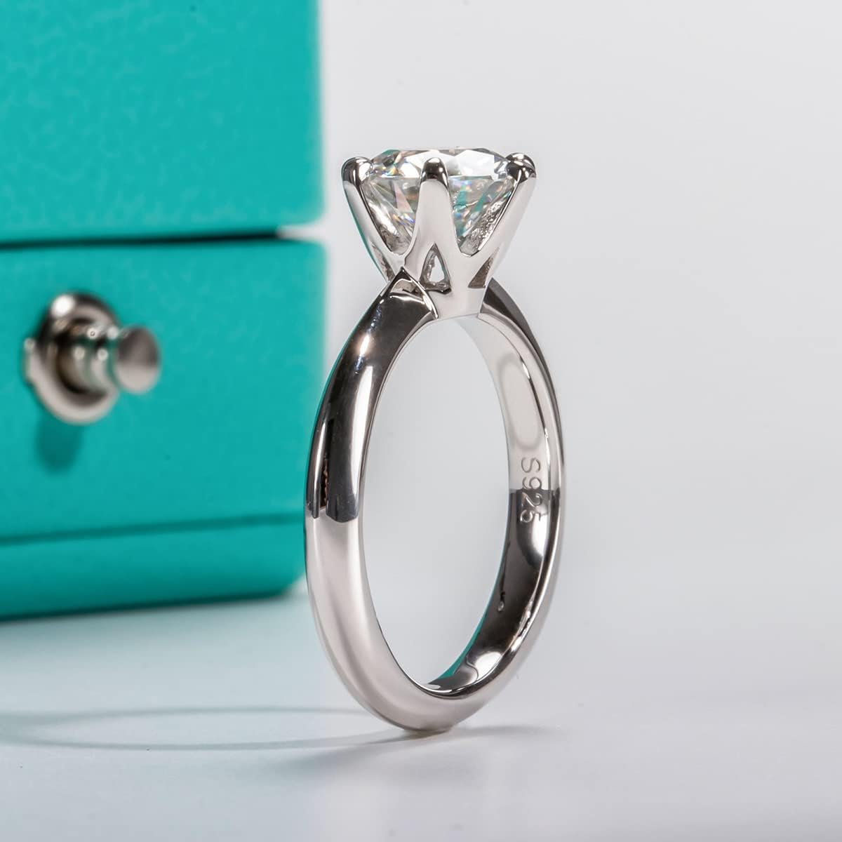 AnuClub 1/2/3/5CT Six Prong Solitaire Moissanite Ring, 925 Sterling Silver Ring, Gift for Wedding, Engagement And Anniversary With Certificate - Image 3