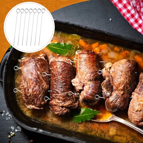 Rouladennadeln 80er Set, 10.5-11cm Rouladennadeln Edelstahl Rostfrei, Wiederverwendbar Stabil Spieße Edelstahl für Rouladenspieße, Meeresfrüchte und Gemüse, Silber