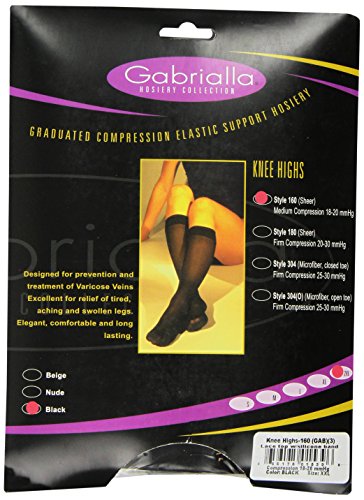 Image of GABRIALLA Sheer Graduated Compression Knee High Stockings 3 Pack (20-22 mmHg) H-160: XX-Large Black