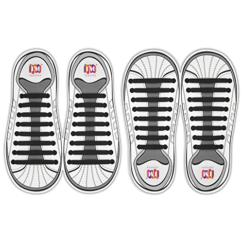 Image of INMAKER No Tie Shoelaces for Kids and Adults (2 Pairs), Elastic Shoelaces for Sneakers, Silicone Flat Tieless Running Shoe Laces
