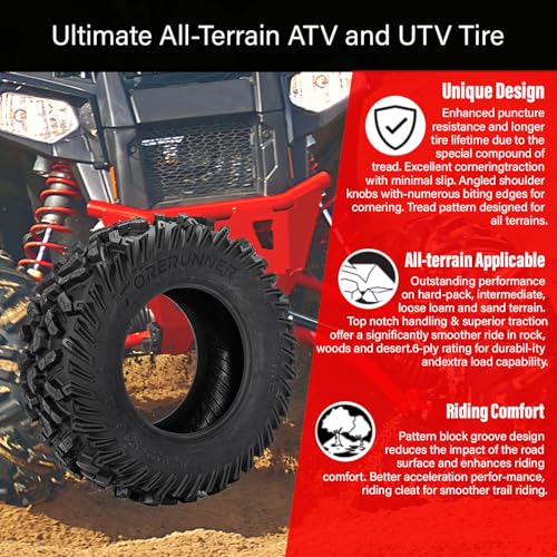 Image of Set of 2 FORERUNNER 25X10-12 ATV Tires, 6PR Tubeless UTV Tires, All-terrain Tires