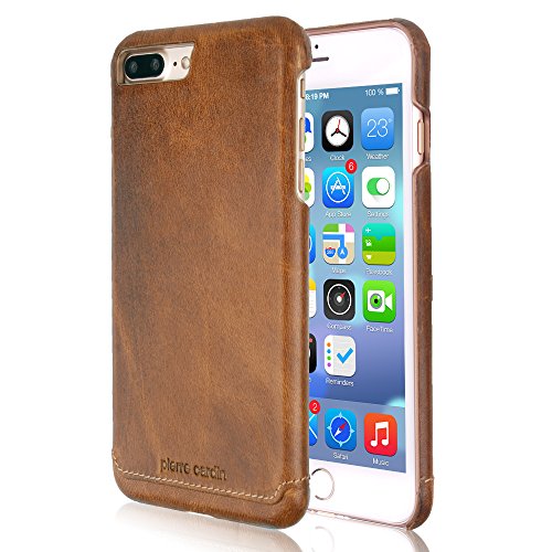 Pierre Cardin iPhone 8 Plus Leather Case / iPhone 7 Plus Case Protective Slim fit Snap On Hard Back Cover for iPhone 8 Plus / iPhone 7 Plus Brown