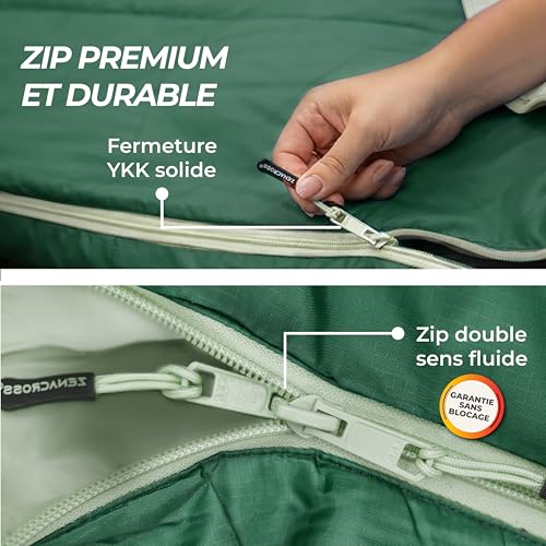 Zenacross Sac de Couchage Été Adulte 900g Compact Léger Vert – vue 5