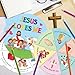 COcnny Religious Coloring Wheel Craft- 24 Sets Color Your Own Christian Art Craft DIY Coloring Cards for Kids, Jesus Loves Me Paper Craft Art for Sunday School Home Class Biblical VBS Activities