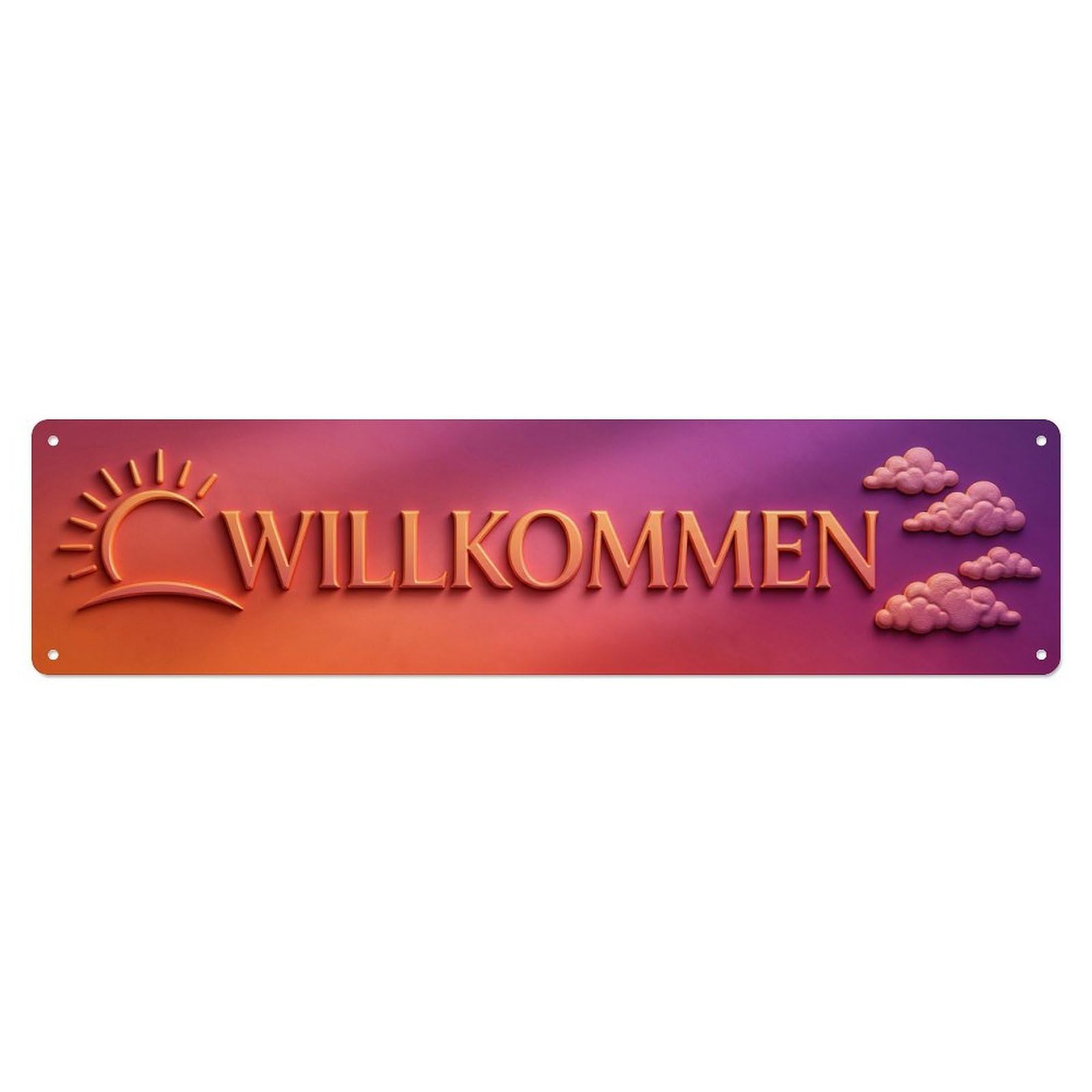 Sunset Gradient Horizon Welcome Metal Tin Skinny Sign Plaque Wall Decor for Cafe, Club Bar, Office, Home Garden Metal Poster 4x16Inch