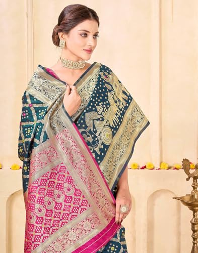 Image of SIRIL Women's Banarasi Soft Silk Blend Banarasi Jacquard Saree With Unstitched Blouse Piece