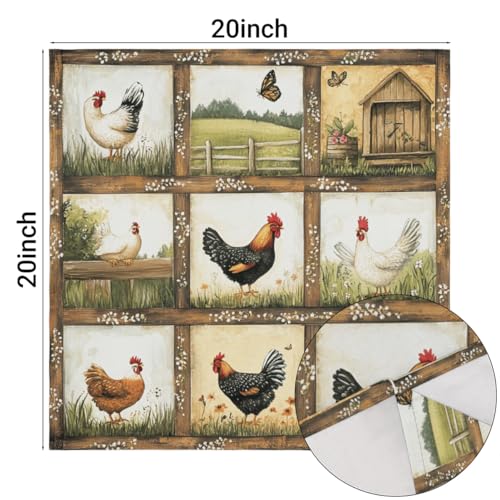 Servilletas de Tela Vintage Chickens Set x4 20x20 Inch miniatura 2