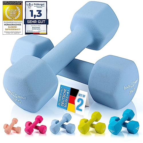Body & Mind® Hanteln 2er Set Gymnastikhanteln Neopren Dumbbells...