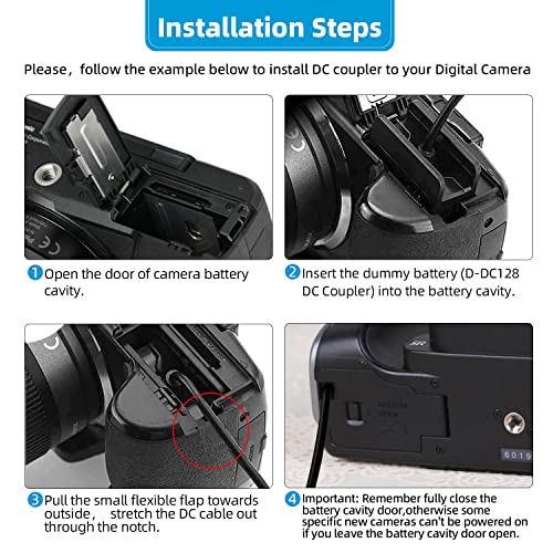 Glorich K-AC128 D-AC128 K-AC109 K-AC168 D-DC128 - Adaptador de CA para cámaras Pentax K30, K50, K70, K-r, K-2, K-S1 y K-S2 DSLR y D-Li109