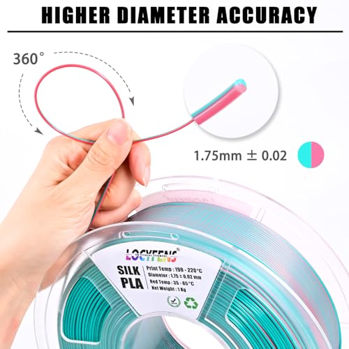 Image of PLA Filament 1.75mm, Silk PLA 3D Printer Filament, Dual Color Filament - Pink and Sky Blue 1.75 PLA Filament- 2 in 1 Coextrusion 3D Filament PLA 1.75 + /- 0.02mm, Fit to AMS, 1kg /Spool