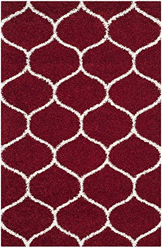 Image of Shaggy Super Soft Carpet for Home & Living Room Size - 5 X 7 Ft (Red Ivory)