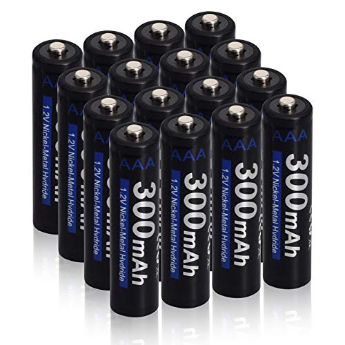 CITYORK Batería AAA NiMH 300 mAh 1.2V Recargables, Bateria para lámparas solares, lámparas de jardín, señalización Solar, iluminación LED Solar, Ratones, despertadores y Juguetes (16 Unidades)