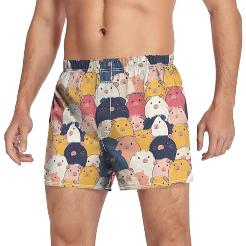 ALAZA Colorful Guinea Pig Animal Men's Boxer Cotton Shorts Briefs Underwear Soft Breathable Button S-XXL3