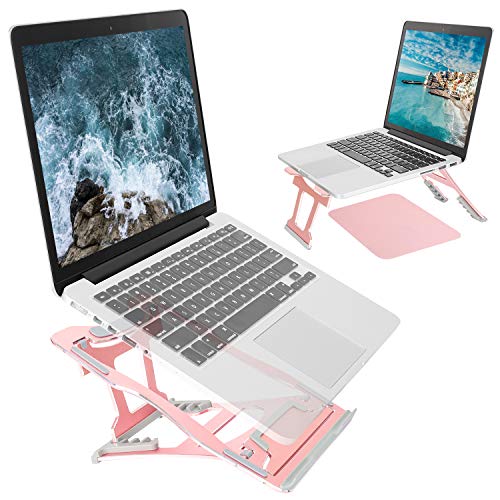 Adjustable Laptop Stand, Easy use Computer Stand, 3 Folding Modes,9 Angles, Portable Ergonomic Angled Laptop Aluminum Stand with Slide-Proof Silicone for Laptop 10''~15.6''