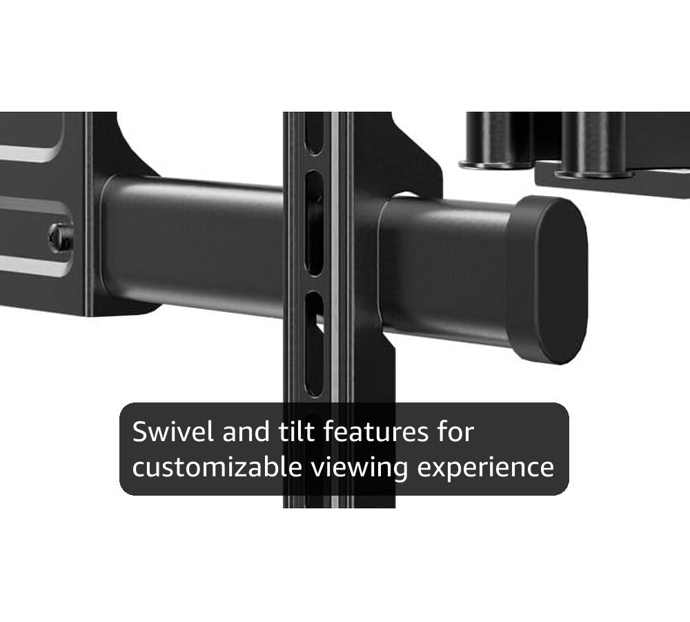 Perlegear TV Wall Bracket for 37-84 Inch Flat/Curved TVs up to 60kg, Swivel Tilt TV Bracket Max.VESA 600x400mm, Full Motion Wall Mount with Dual Arm