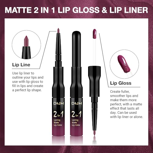 Image of evpct 1Pcs Dark Plum Purple Matte Lip Liner and Liquid Lipstick Stain Makeup Set for women, Plum Red Long Lasting Smudge Proof Lipstick labiales matte mate larga duracion listip 24 hours originales,18
