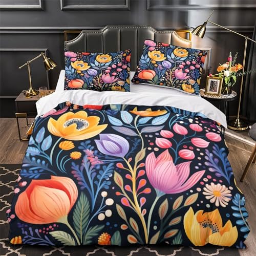 Linge de lit fleurs 3D pour chambre single chaleureuse - 4