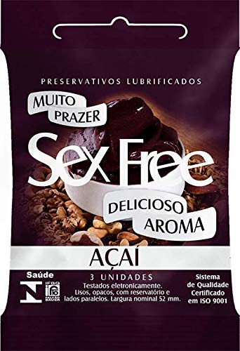 Preservativo Lubrificado Sex Free Açaí Com 3 unidades