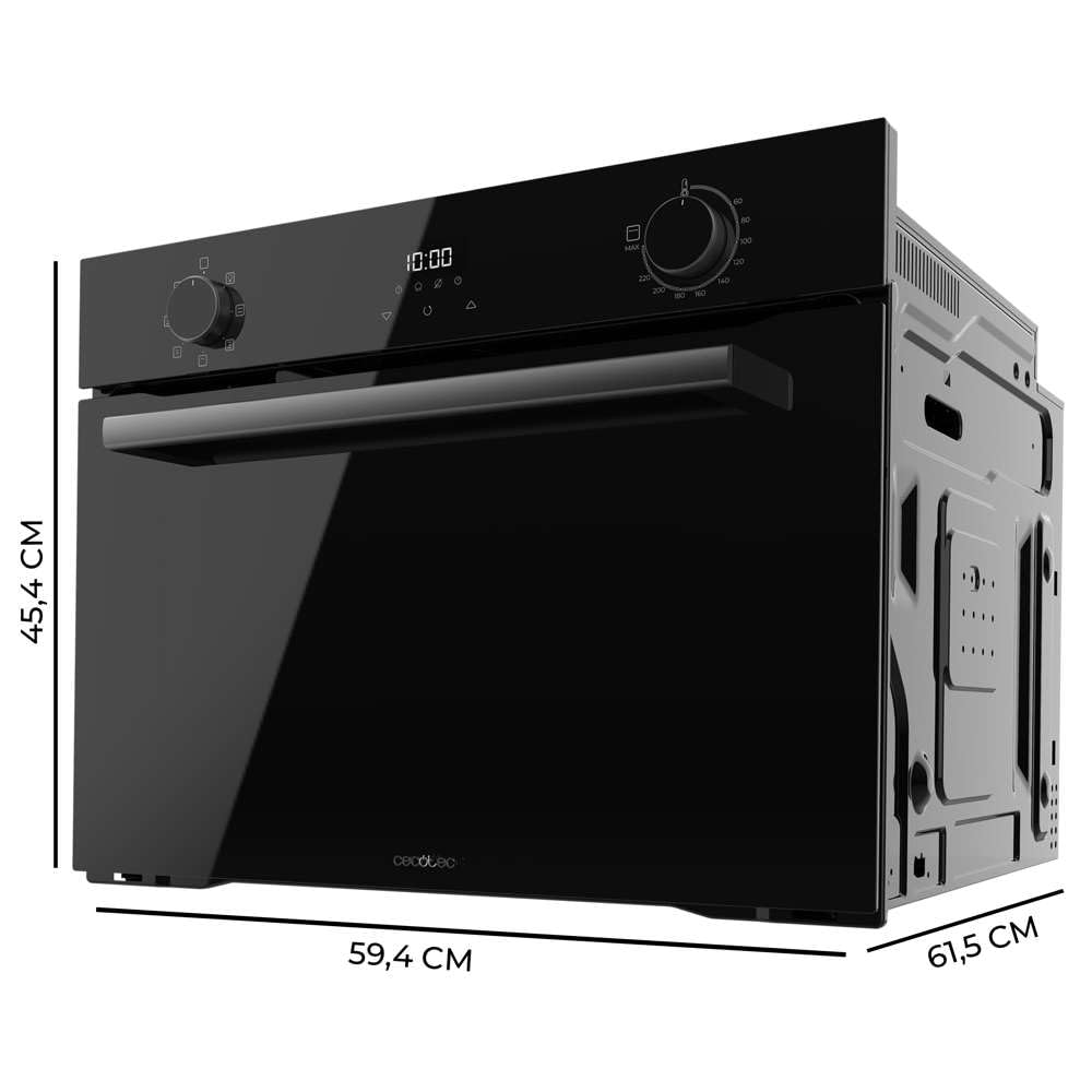 Cecotec Forno Incasso Multifunzione 53L Bolero Hexa M224500 Glass Black A. 2600W, 7 Funzioni con Grill, Defrost, Steam Assist, Basso Consumo, Facile Pulizia, Controllo Tattile, Ventilatore