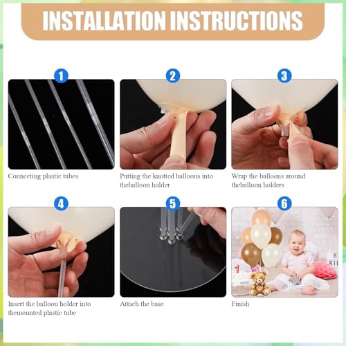 image for YLOLUL 12 Sets Bear Baby Shower Balloon Stand Kit for Table Boy Baby S
