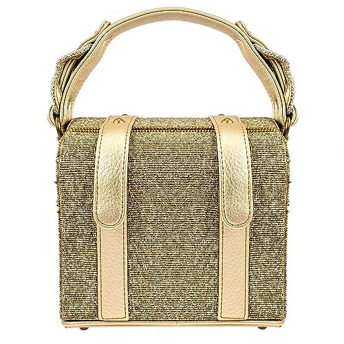 Image of Mary Frances Secret Treasure Top Handle Treasure Chest Handbag, Gold